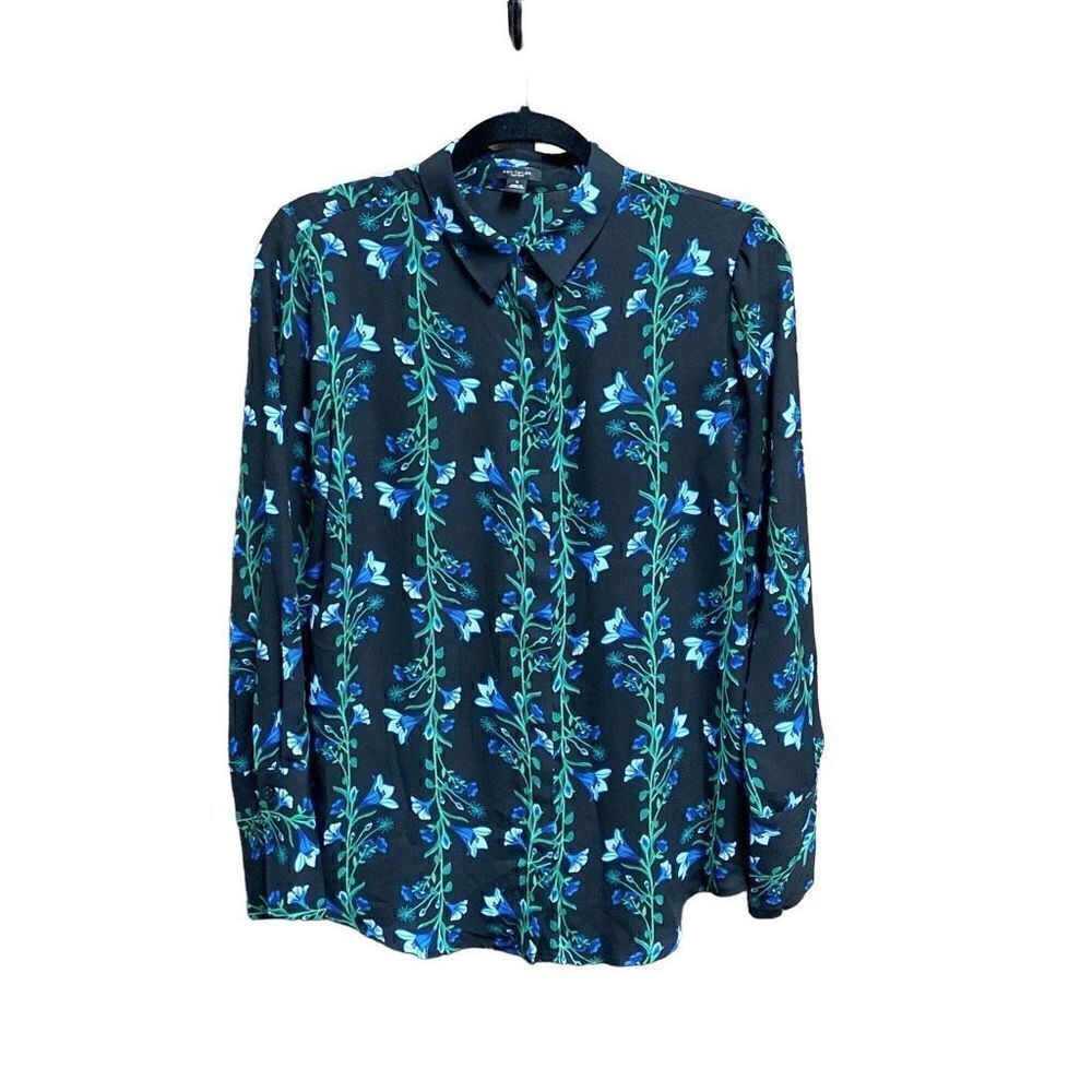 Ann Taylor Floral Button Down Blouse Size Medium